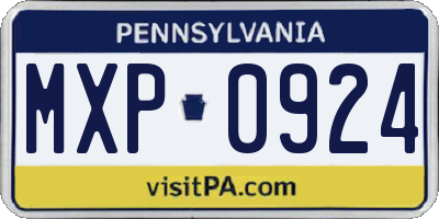 PA license plate MXP0924