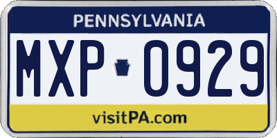 PA license plate MXP0929