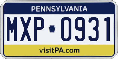 PA license plate MXP0931