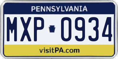 PA license plate MXP0934