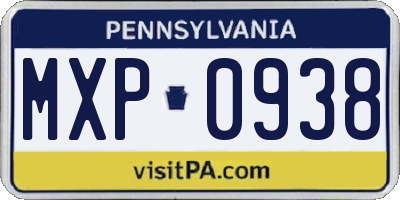 PA license plate MXP0938