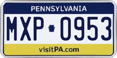 PA license plate MXP0953