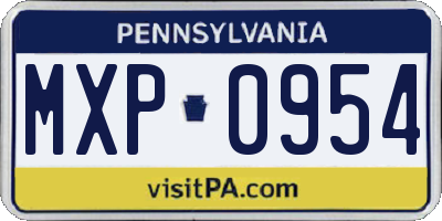 PA license plate MXP0954