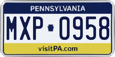 PA license plate MXP0958
