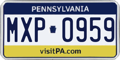 PA license plate MXP0959