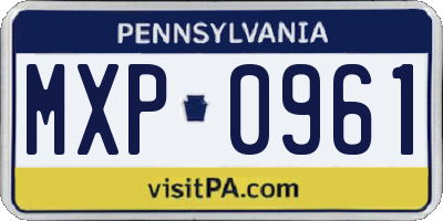 PA license plate MXP0961
