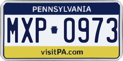 PA license plate MXP0973