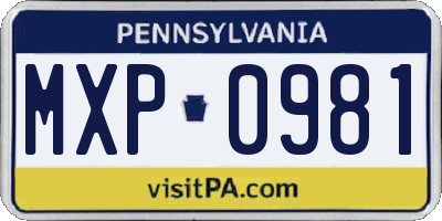 PA license plate MXP0981