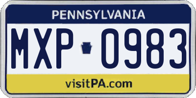 PA license plate MXP0983