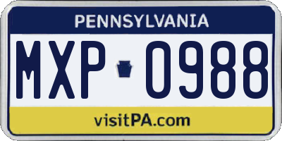 PA license plate MXP0988