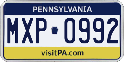 PA license plate MXP0992