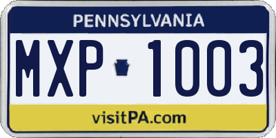 PA license plate MXP1003
