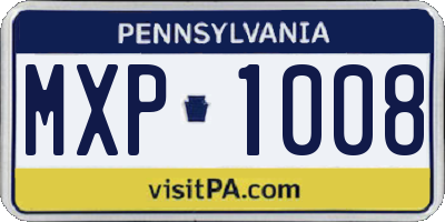 PA license plate MXP1008