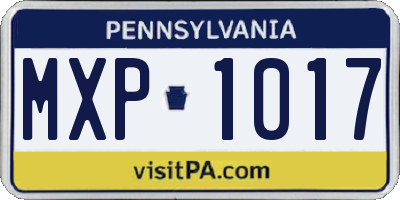 PA license plate MXP1017