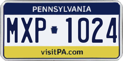 PA license plate MXP1024
