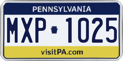 PA license plate MXP1025