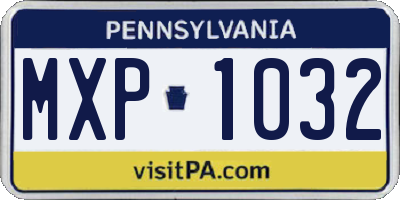 PA license plate MXP1032