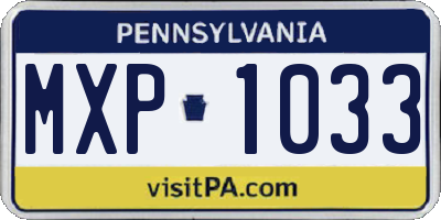 PA license plate MXP1033