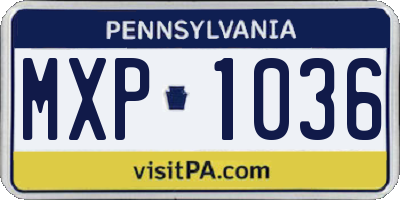 PA license plate MXP1036