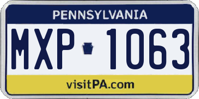 PA license plate MXP1063