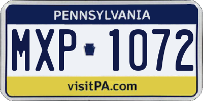 PA license plate MXP1072