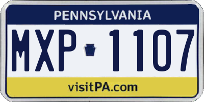PA license plate MXP1107