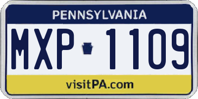 PA license plate MXP1109