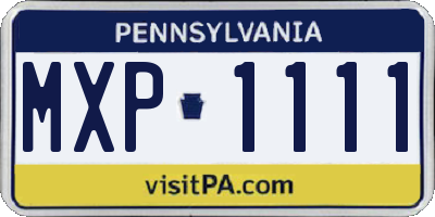 PA license plate MXP1111