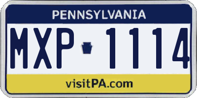 PA license plate MXP1114