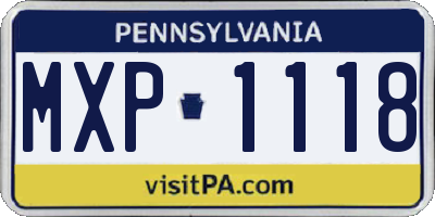 PA license plate MXP1118
