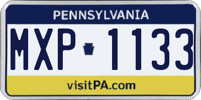 PA license plate MXP1133