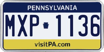 PA license plate MXP1136