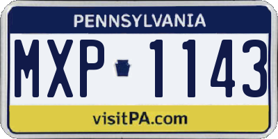 PA license plate MXP1143