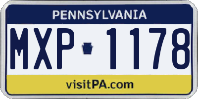 PA license plate MXP1178