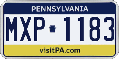 PA license plate MXP1183