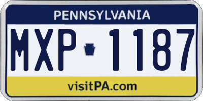 PA license plate MXP1187