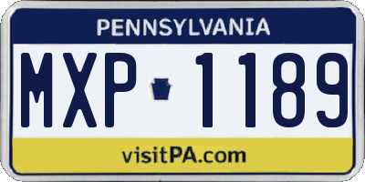 PA license plate MXP1189