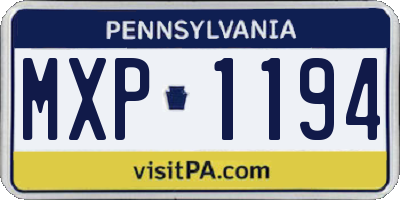 PA license plate MXP1194