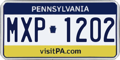 PA license plate MXP1202