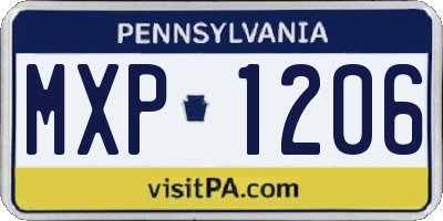 PA license plate MXP1206