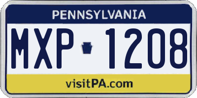 PA license plate MXP1208