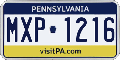PA license plate MXP1216