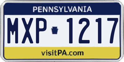 PA license plate MXP1217