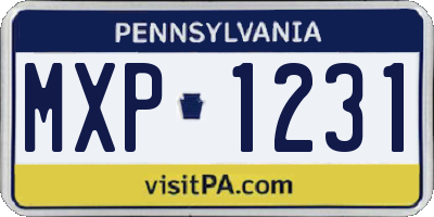 PA license plate MXP1231