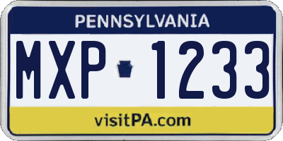 PA license plate MXP1233