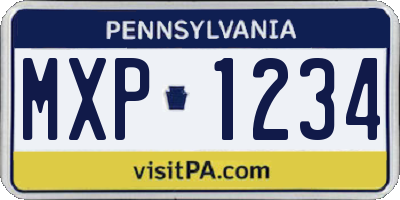 PA license plate MXP1234