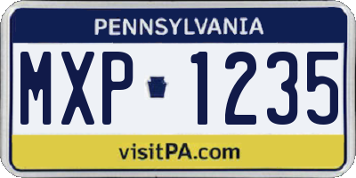 PA license plate MXP1235