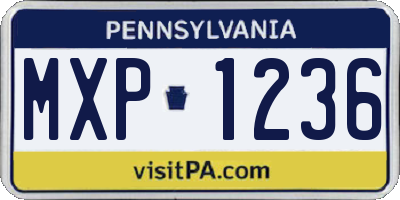 PA license plate MXP1236