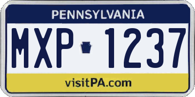 PA license plate MXP1237