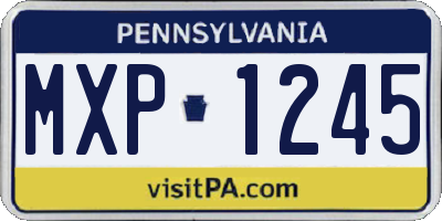 PA license plate MXP1245